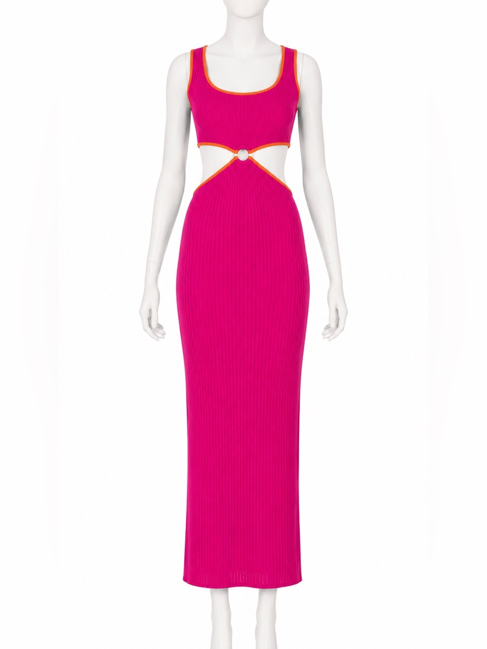 SOLID & STRIPED Bailey Dress in Shocking Pink & Clementine - NWOT